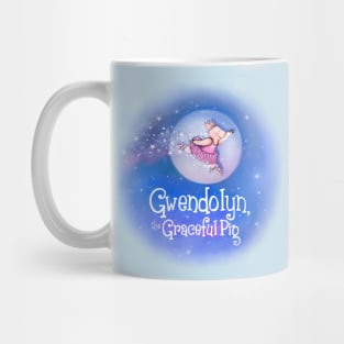 Gwendolyn the Graceful Pig in Blue Mug